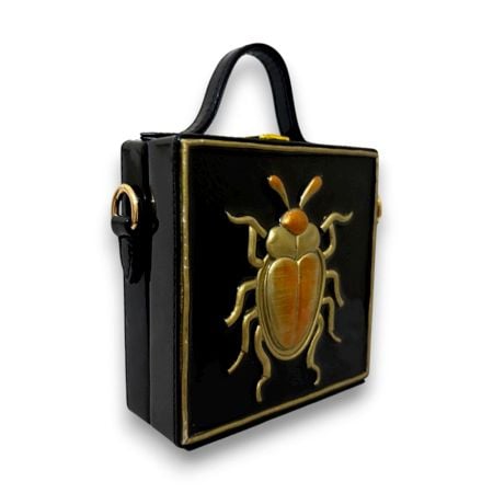 Mini Beetle Lippan Art Handcrafted Square Sling Bag